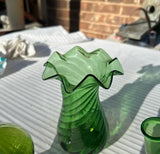Trio of Green Glass Vases