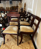 Collection of Mid Century Wooden Dining Chairs With Yellow Cushions- Set of 8 With 2 Captains Chairs
