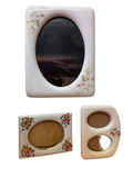 Trio of Thick White Picture Frames With Floral Details