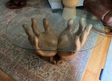 Rare Wooden Hand Carved Hands Table Skirted Base