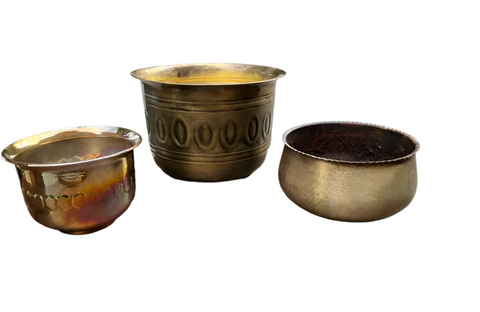 Trio of Vintage Small Brass and Silver Planters