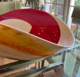 Yellow and Red Folded Murano Decorative Bowl