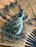 Large Vintage Mid-Century Chinoiserie Peacock Fan
