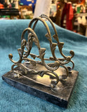 Vintage Brass File/Paper Organizer With Marble Base