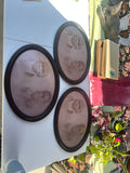 Trio of Round Frames With Vintage Style Prints