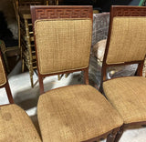 Collection of Wooden Greek Key Dining Chairs, Needs Reupholstery- Set of 5