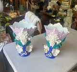 Pair of Large Vintage Italian Floral Vases