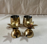 Pair of Brass Pineapple Candleholder Cups With Straw Holes