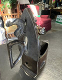 Vintage Miniature Brass Coal Iron With Rooster Accents