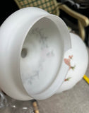 Italian Opaque White Birds and Floral Vase With Lid