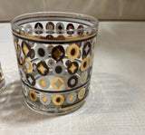 Pair of 1970s Georges Briard Gold, Black, and White Lowball Glasses