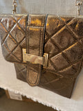 Gold Flat Mellow World Crossbody Purse With Buckle