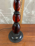 Modern Amber Colored Glass Black Metal Table Lamp