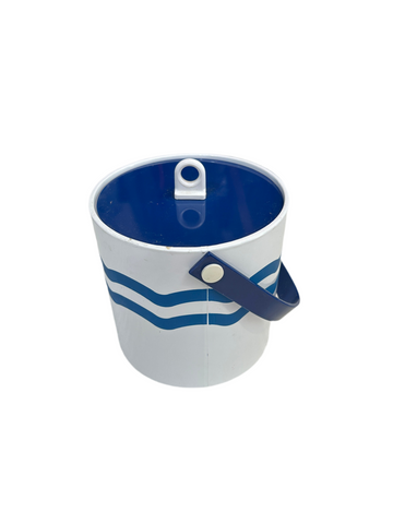 Vintage Blue and White Plastic Ice Bucket