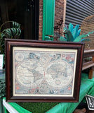 Vintage World Map in a Wooden Frame