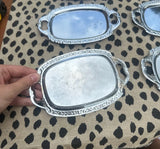 Collection of Miniature Silver Etched Serving Trays- Set of 6