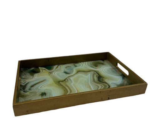 Geode Agate Gold Decorative Tray