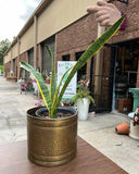 Vintage Brass Round Hand Hammered Planter