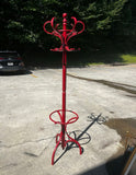 Red Wooden Vintage Hat/Coat Rack, Slight Condition Issue