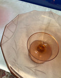 Pink Depression Glass Pedestal Dish With Etching