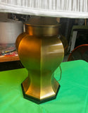 Large Vintage Brass Table Lamp With White Lampshade