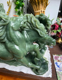 Monumental Running Horses Imperial Jade Sculpture 75 LBS