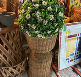 Boho Wicker Stand With Faux Greenery and Flowers