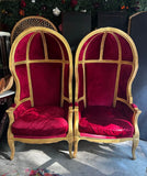 Pair of Gold Trim Red Baroque Porters Chairs