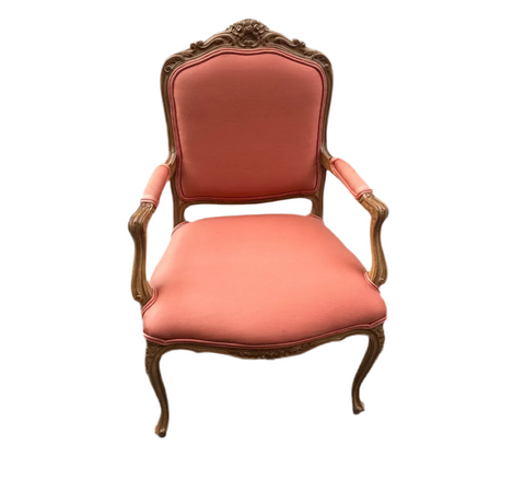 Vintage Salmon Colored Cushions Wooden Chair