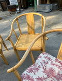 Rare Ming Horseshoe Bamboo Ficks Reed Chairs With Horse Cushions