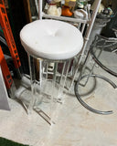 Vintage Lucite Tall Stool With White Cushion