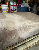 Pair of Vintage Purple Velvet and Wooden Ottomans