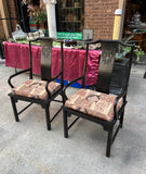 Pair of Black Painted Cushioned Kings Dining Chairs
