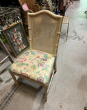 Gold Canned Back Chair With Floral Cushion