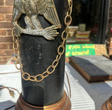 Pair of Copper Industrial Lamps With Eagle Accents