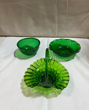 Green Glass Collection of Decorative Bowls