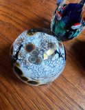 Trio of Dark Blue and Green Glass Paperweights