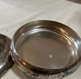 Small Silver Round Dish With Matching Lid and Acorn Accent