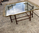 1970s Stately Bamboo, Brass Rim, Coffee Table