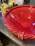 Tomato Red Articulated Rope Edge Decorative Bowl Made in Italy
