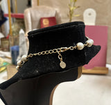 Vintage Mixed Metal Flower Charm and Pearl Necklace