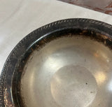 Trio of Silver Serving Bowls and Tray With Etched Rims