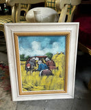 Vintage Framed Painting of Women in the Field, Signed by the Artist