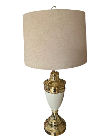 Large Gold and White Contemporary Style Lamp