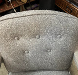 Mid-Century Wooden Chair With Gray Cushioning