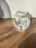 Asian Ceramic Floral Teapot with Butterfly Accents