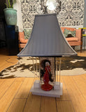 Chinoiserie Lucite Ceramic Red Lady Lamp