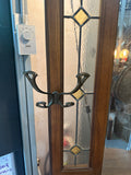 1970s Mid-Century Modern Wooden and Stained Glass Light Up Hall Tree