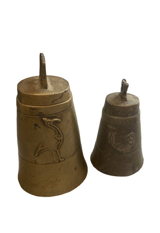 1970s Brass Bells With Bird Designs - Set of 2