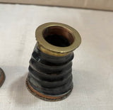 Pair of Animal Horn and Brass Cups